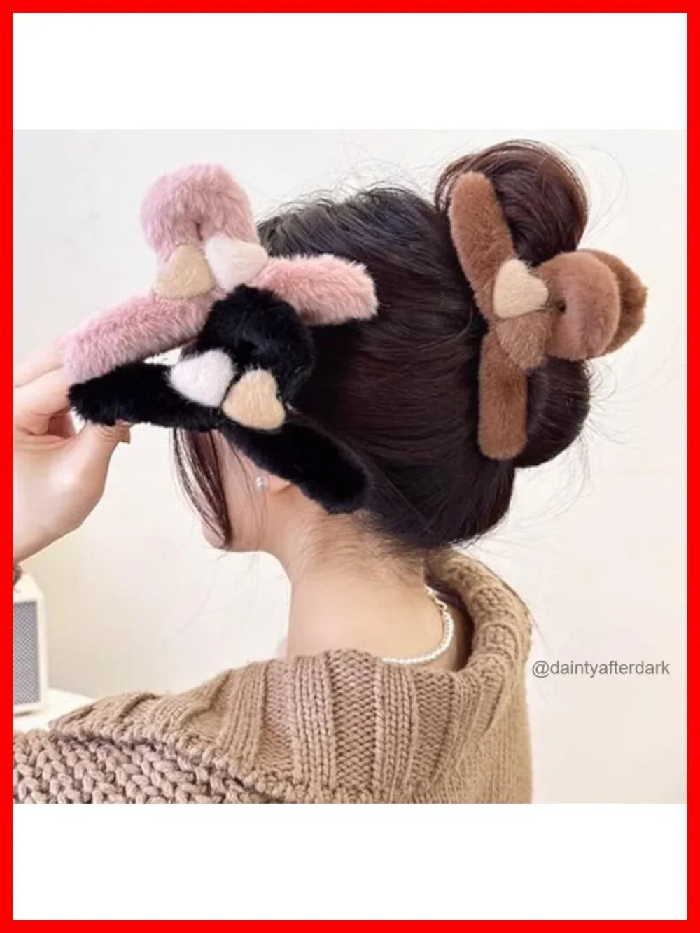 Fuzzy Plush Hair Claw Clips Strong Hold Non-slip Claw Clips for Women Thin